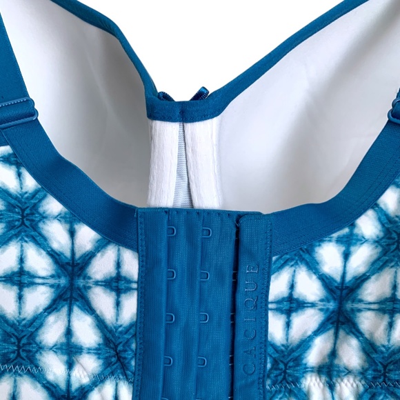 NWT Cacique Bra Sz 46DDD Aqua White Teal Lightly Lined Balconette Lane Bryant - Picture 6 of 9